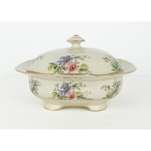 Thomas Bavaria Covered Vegetable Dish Floral Gold Trim Germany Vintage